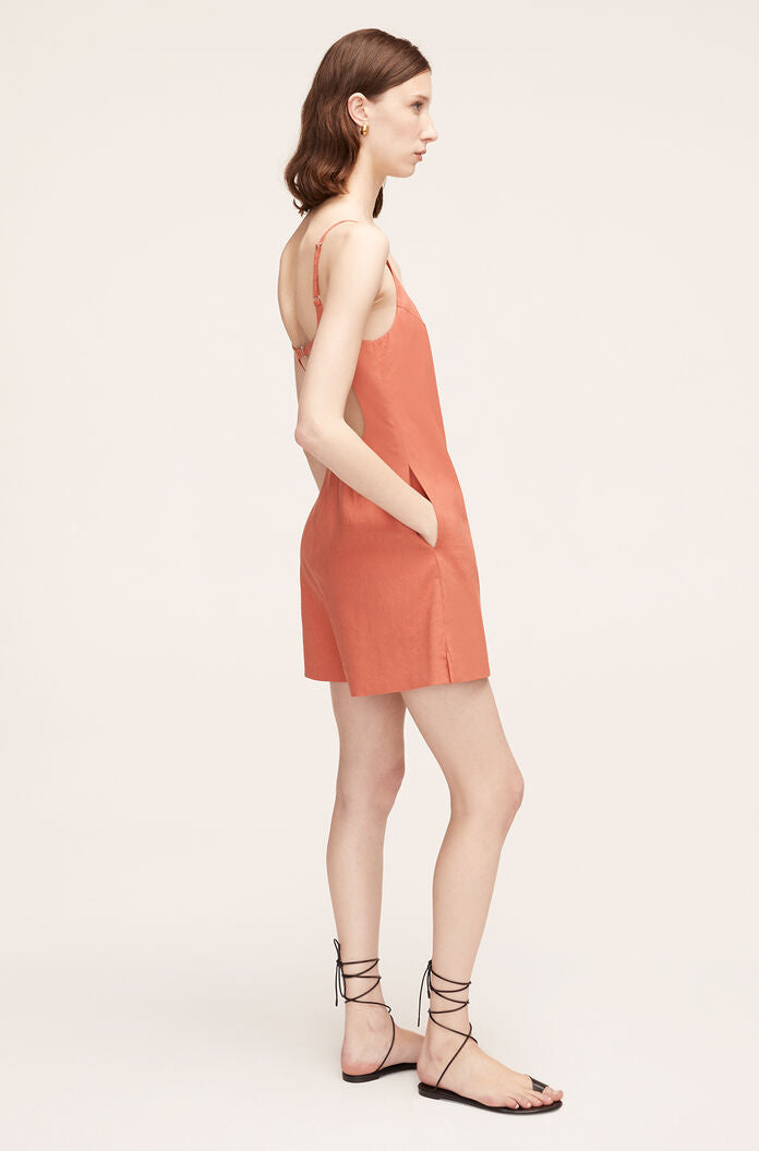  Stretch Linen Skirted Romper in Carnelian by Rebecca Taylor