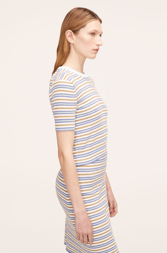  Mini Bouclé Pullover in Boucle Multi Stripe Blue Combo by Rebecca Taylor