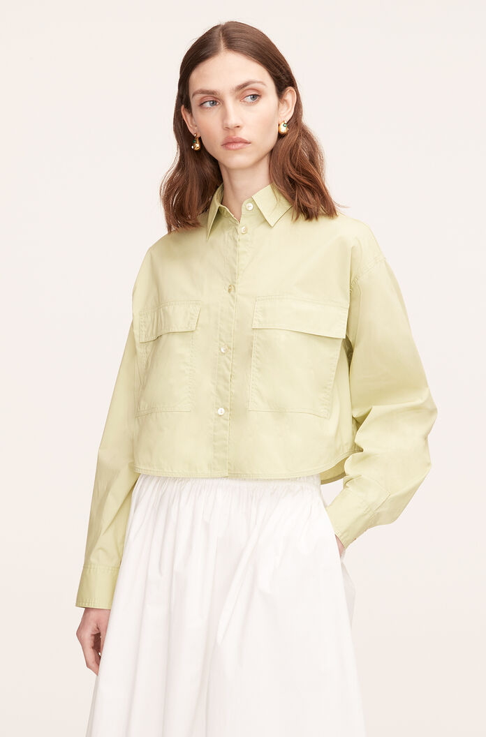  Poplin Long Sleeve Blouse in Matcha by Rebecca Taylor