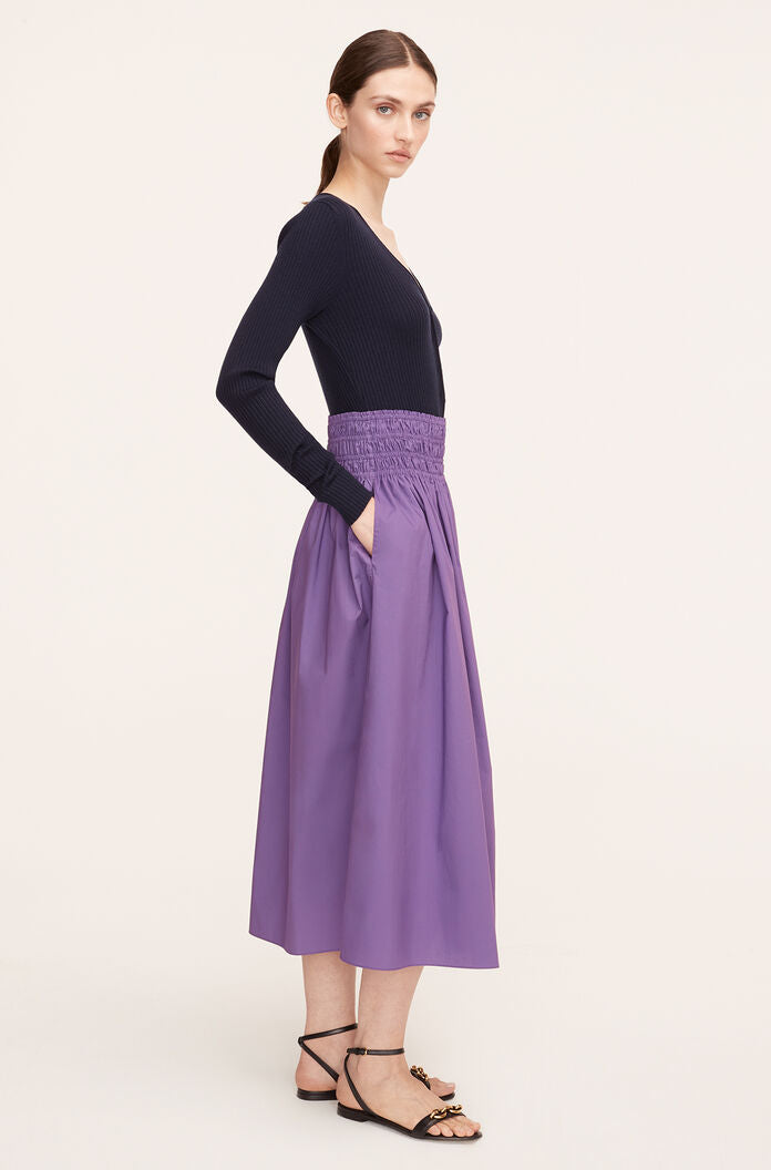  Poplin Smocked-Waist Skirt in Fox Glove by Rebecca Taylor
