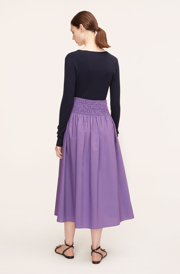  Poplin Smocked-Waist Skirt in Fox Glove by Rebecca Taylor
