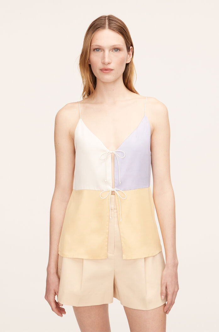  Color-Blocked Twill Camisole in Colorblock Sorbet Combo by Rebecca Taylor