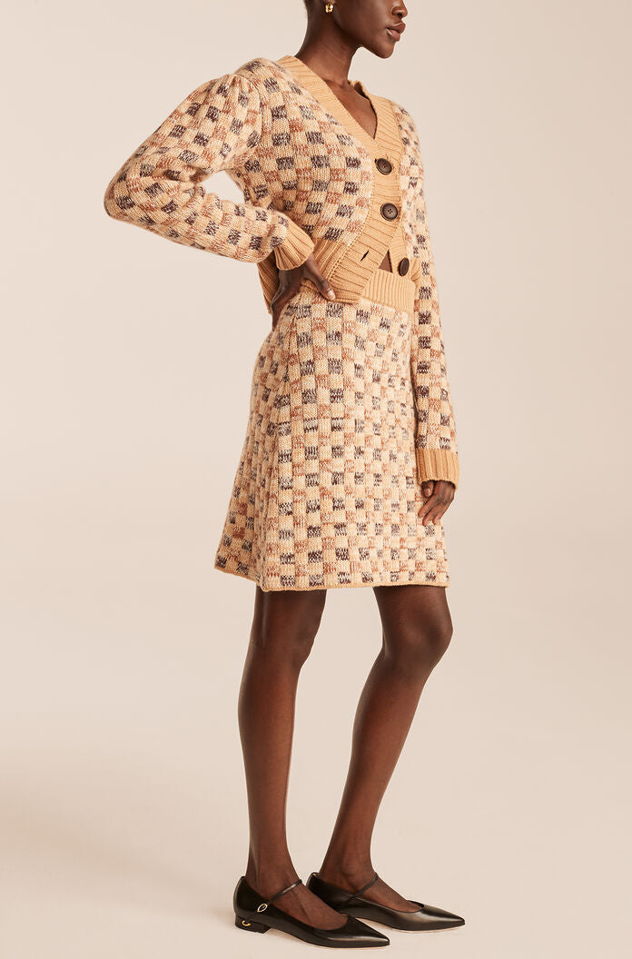  Mini Skirt in Honey Checkerboard by Rebecca Taylor