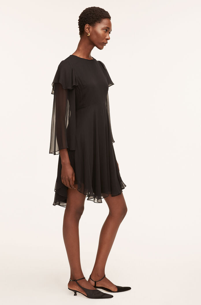  Ruffle Silk Chiffon Dress in Black by Rebecca Taylor