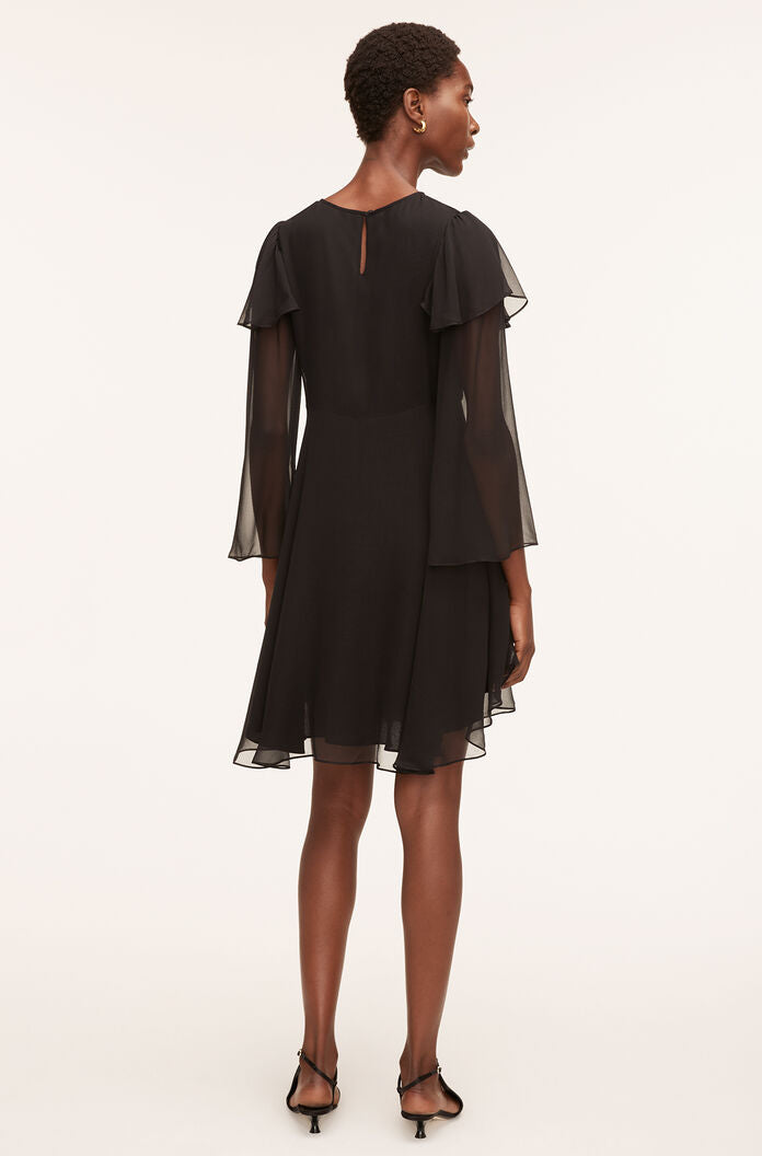  Ruffle Silk Chiffon Dress in Black by Rebecca Taylor