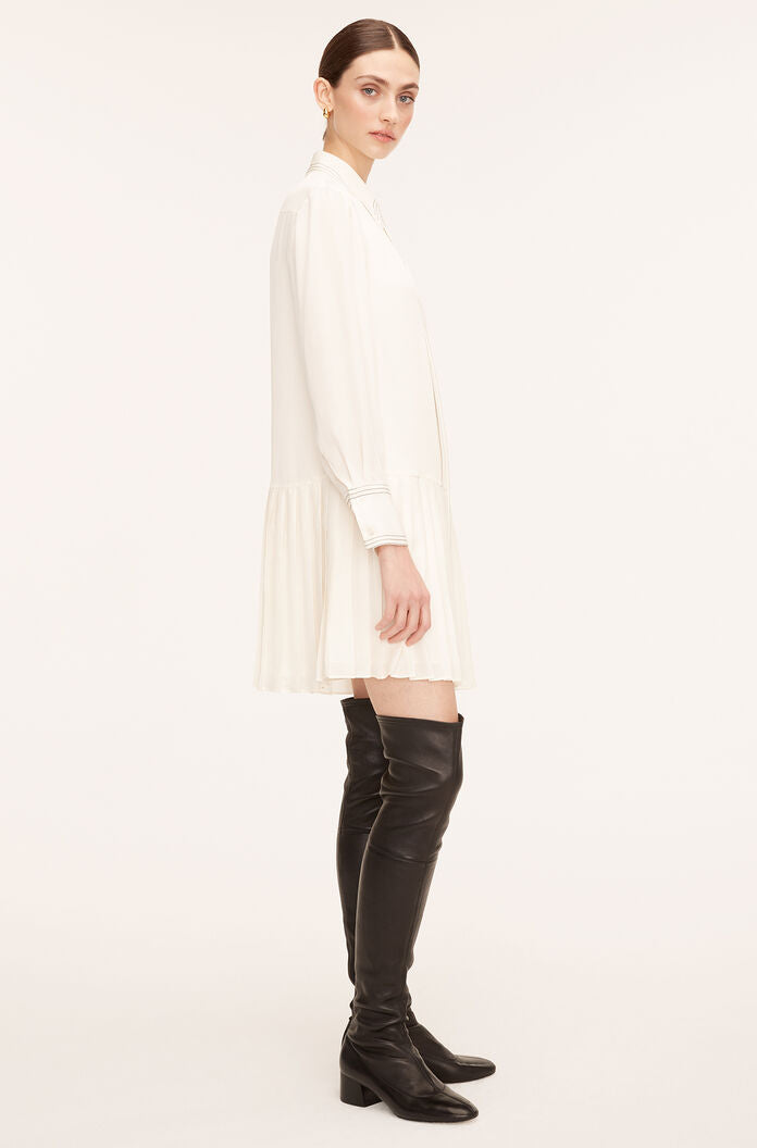  Silk Pleated Dress in Snow by Rebecca Taylor