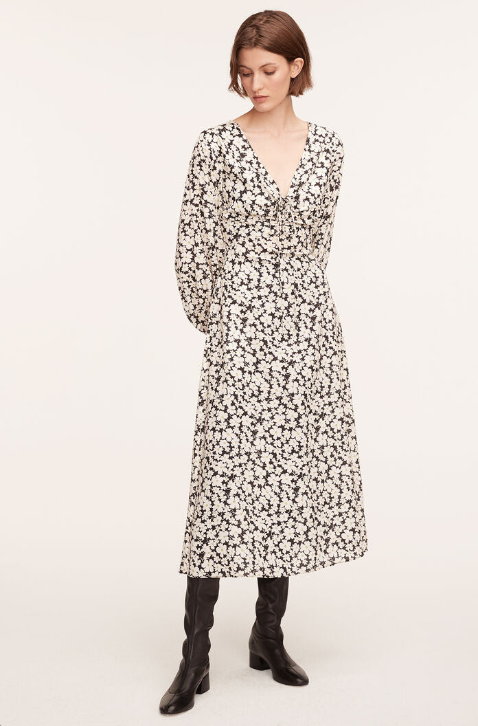  Paige Fleur Drawsting Long Sleeve Dress in Paige Fleur Black Combo by Rebecca Taylor