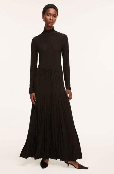 turtleneck pleated dress Ribbed Knit Turtleneck Dress Women's Pleated A-Line Midi Sweater Dress Long Sleeve Elegant Fit & Flare Winter Formal Work Party Dress in Black by