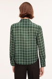 Windowpane Silk Pleated Blouse