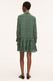 Windowpane Silk Pleated Shirt Dress