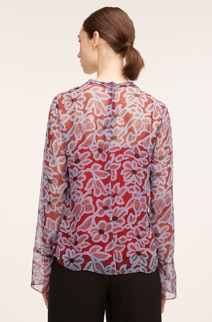  Vera Fleur Mock Neck Shell Blouse in Vera Fleur Cherry Combo by Rebecca Taylor