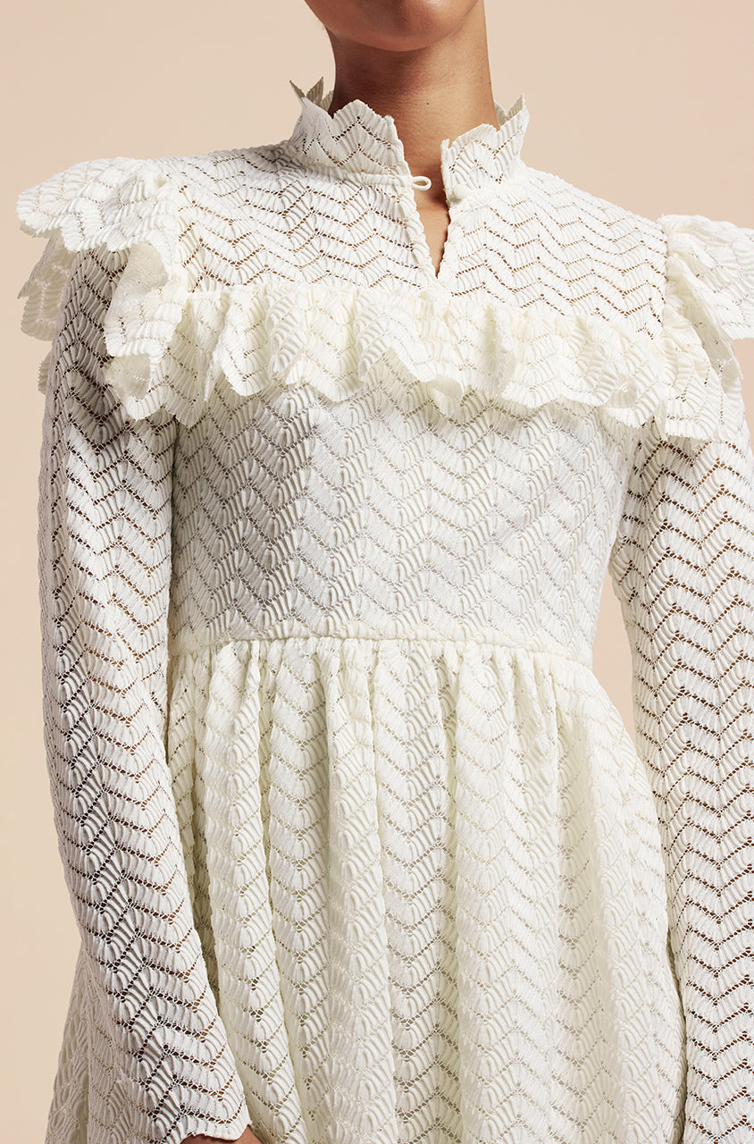  Chevron Lace Dress in Gardenia by Rebecca Taylor