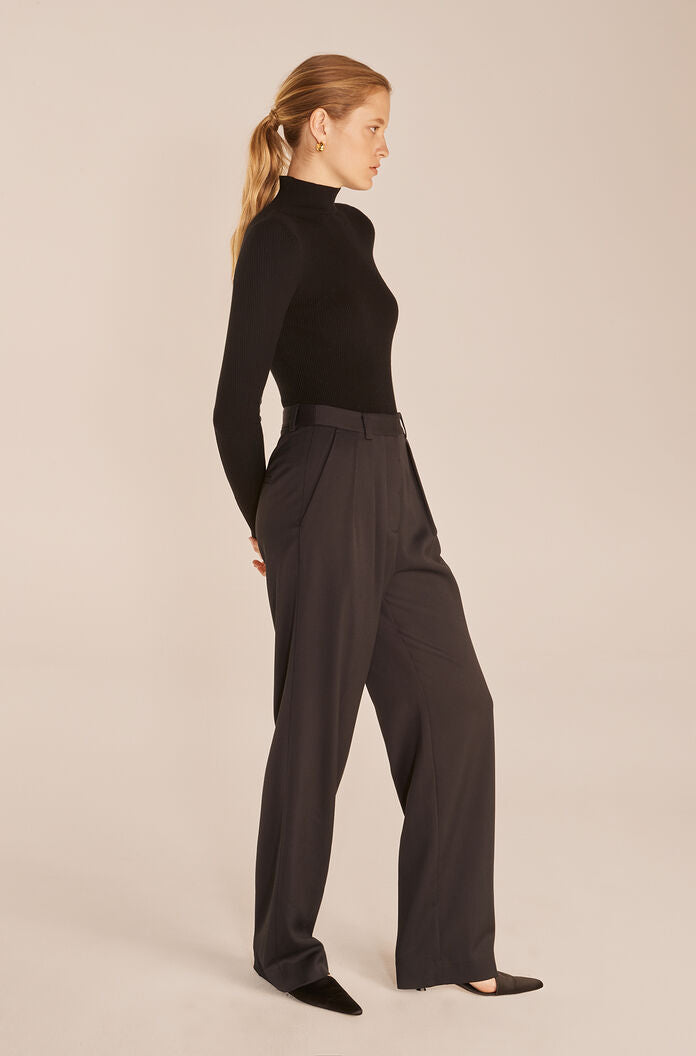  Crewneck Bodysuit in Black by Rebecca Taylor