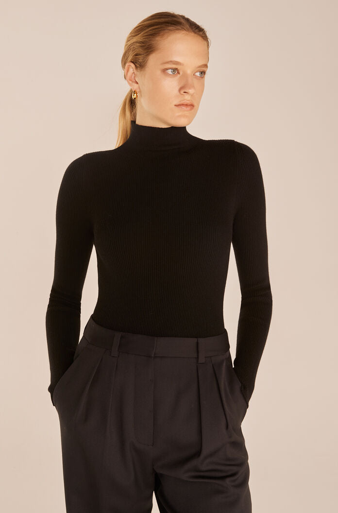  Crewneck Bodysuit in Black by Rebecca Taylor