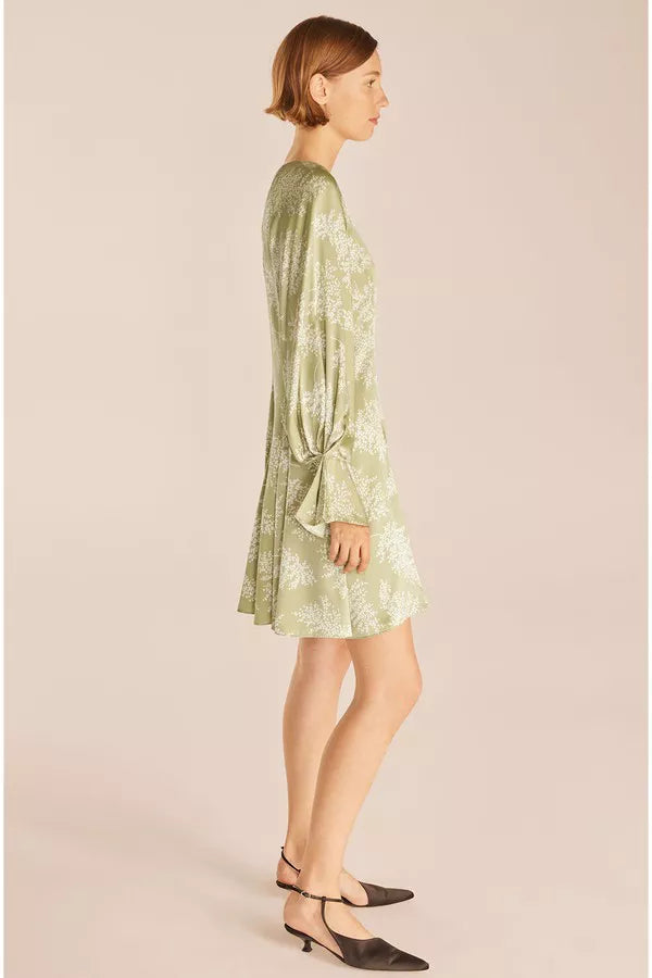  Godet Dress in Arden Fern Linen Combo by Rebecca Taylor