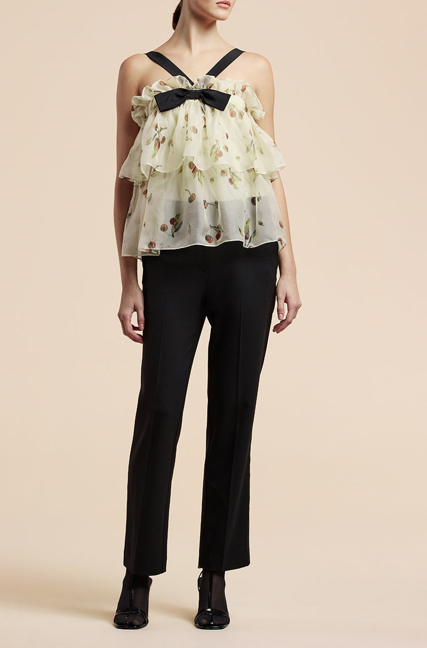  Cherry Tiered Organza Top in Cherry Print Ivory Combo by Rebecca Taylor