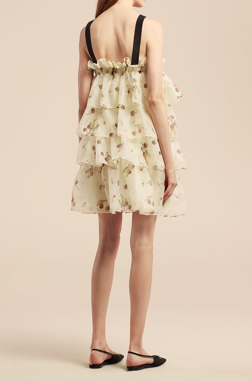  Cherry Tiered Organza Dress in Cherry Print Ivory Combo by Rebecca Taylor