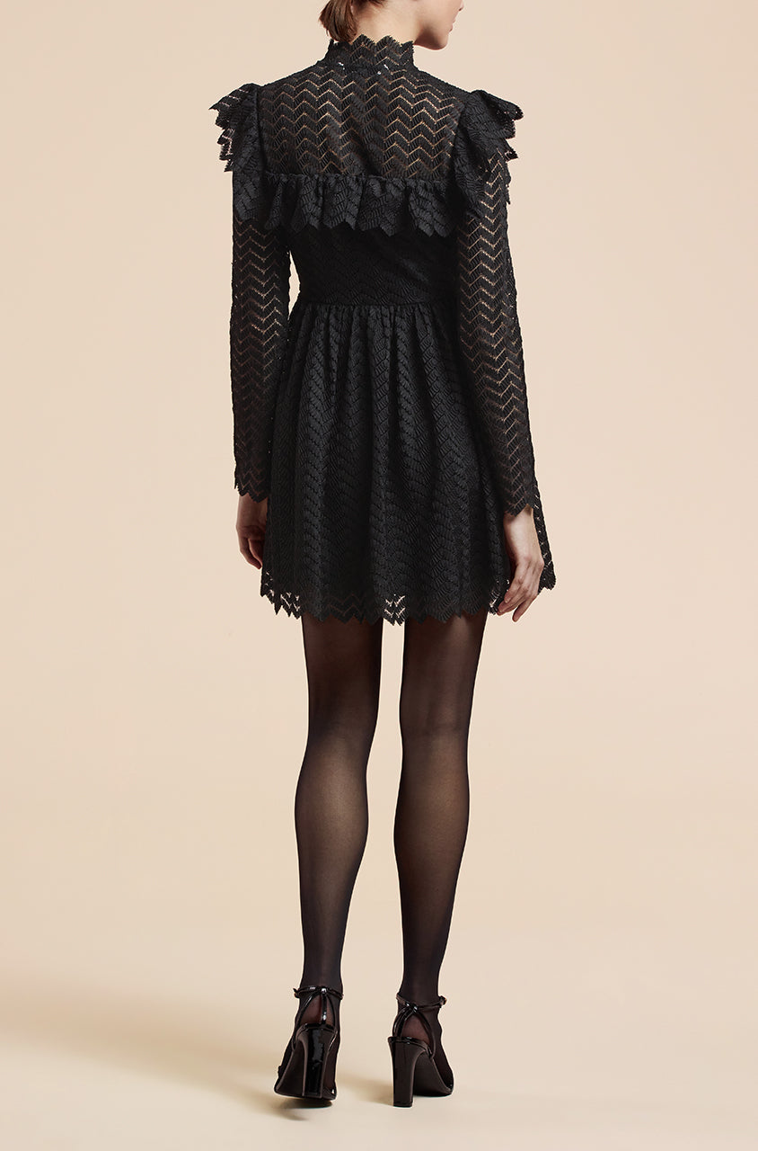  Chevron Lace Dress in Black by Rebecca Taylor