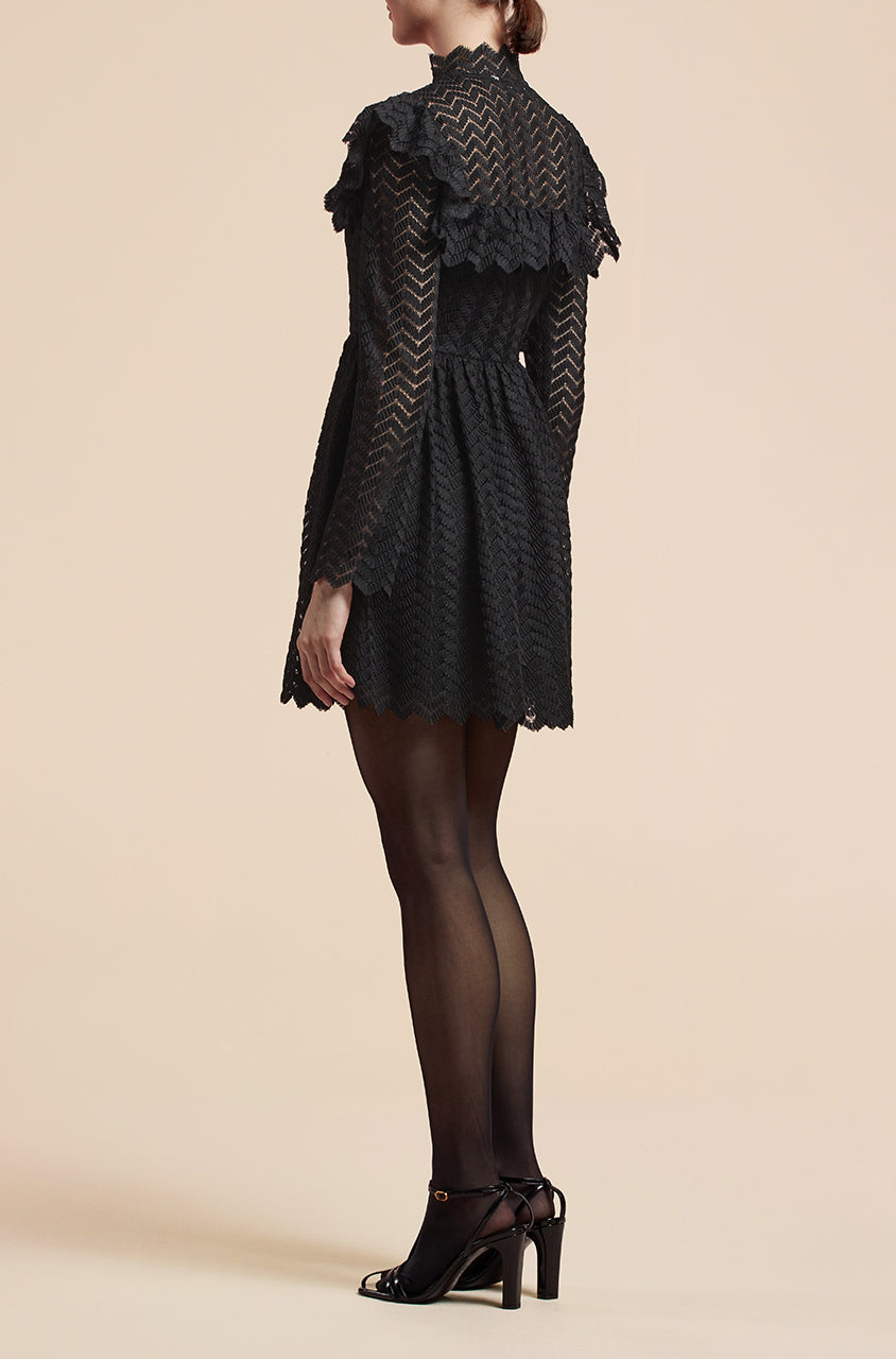  Chevron Lace Dress in Black by Rebecca Taylor