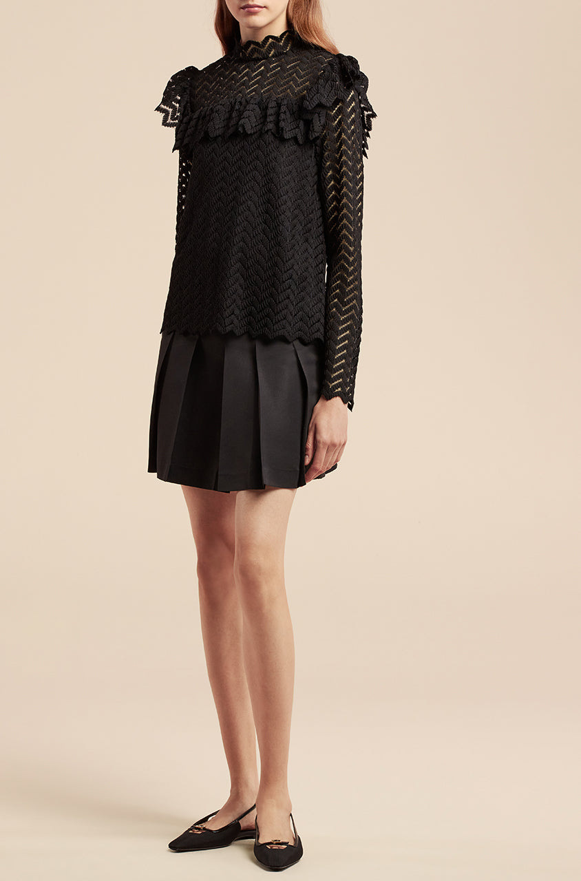  Chevron Lace Top in Black by Rebecca Taylor