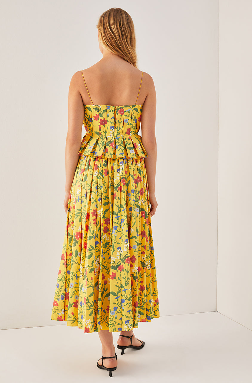  Botanica Fleur Pleated Skirt in Dandelion by Rebecca Taylor