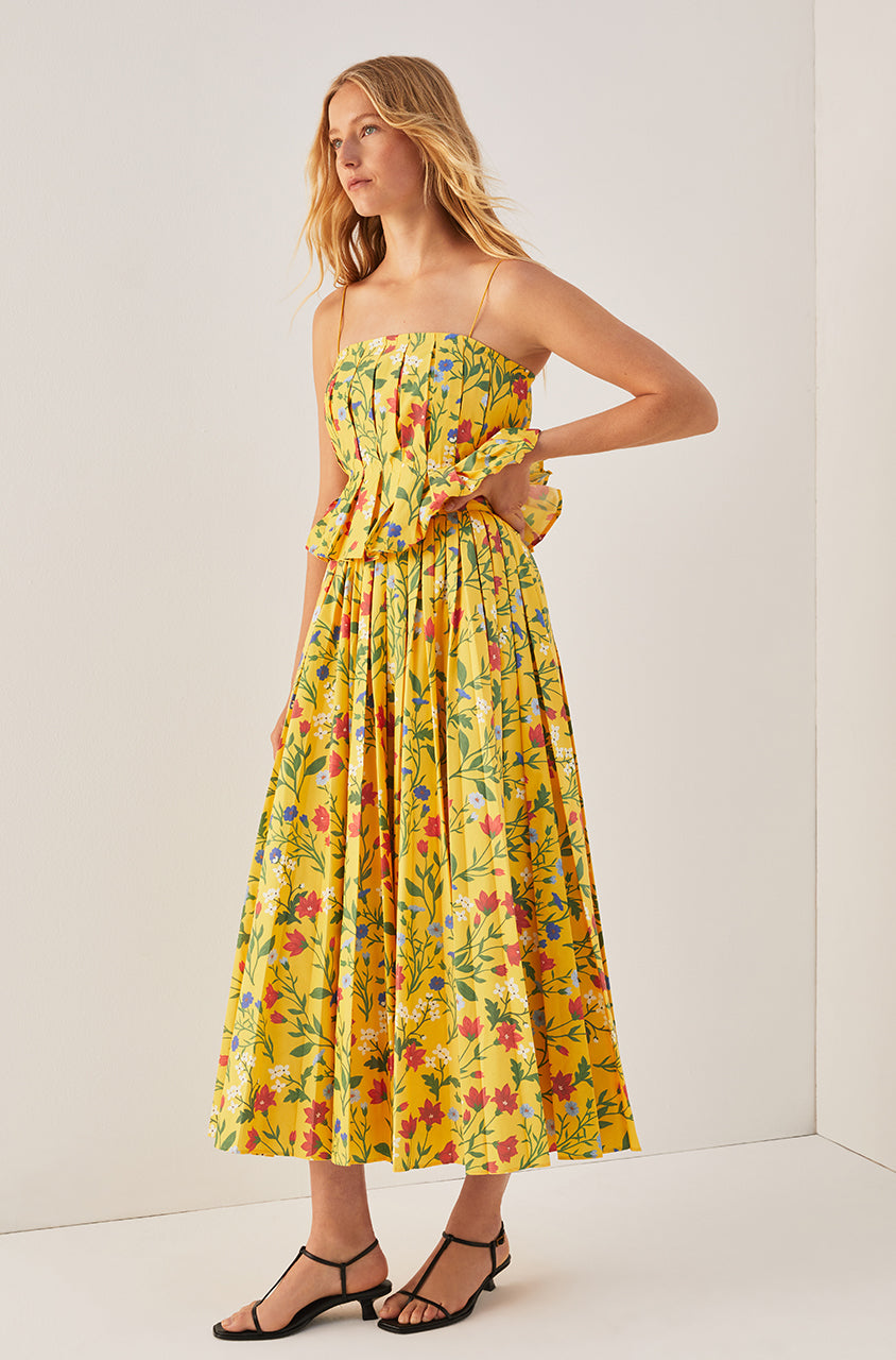 Botanica Fleur Pleated Skirt in Dandelion by Rebecca Taylor