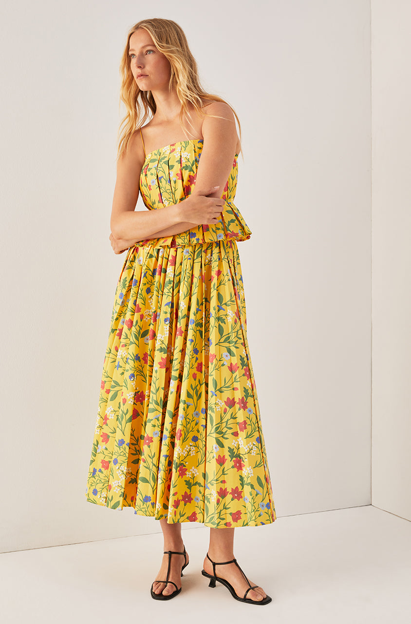  Botanica Fleur Pleated Skirt in Dandelion by Rebecca Taylor