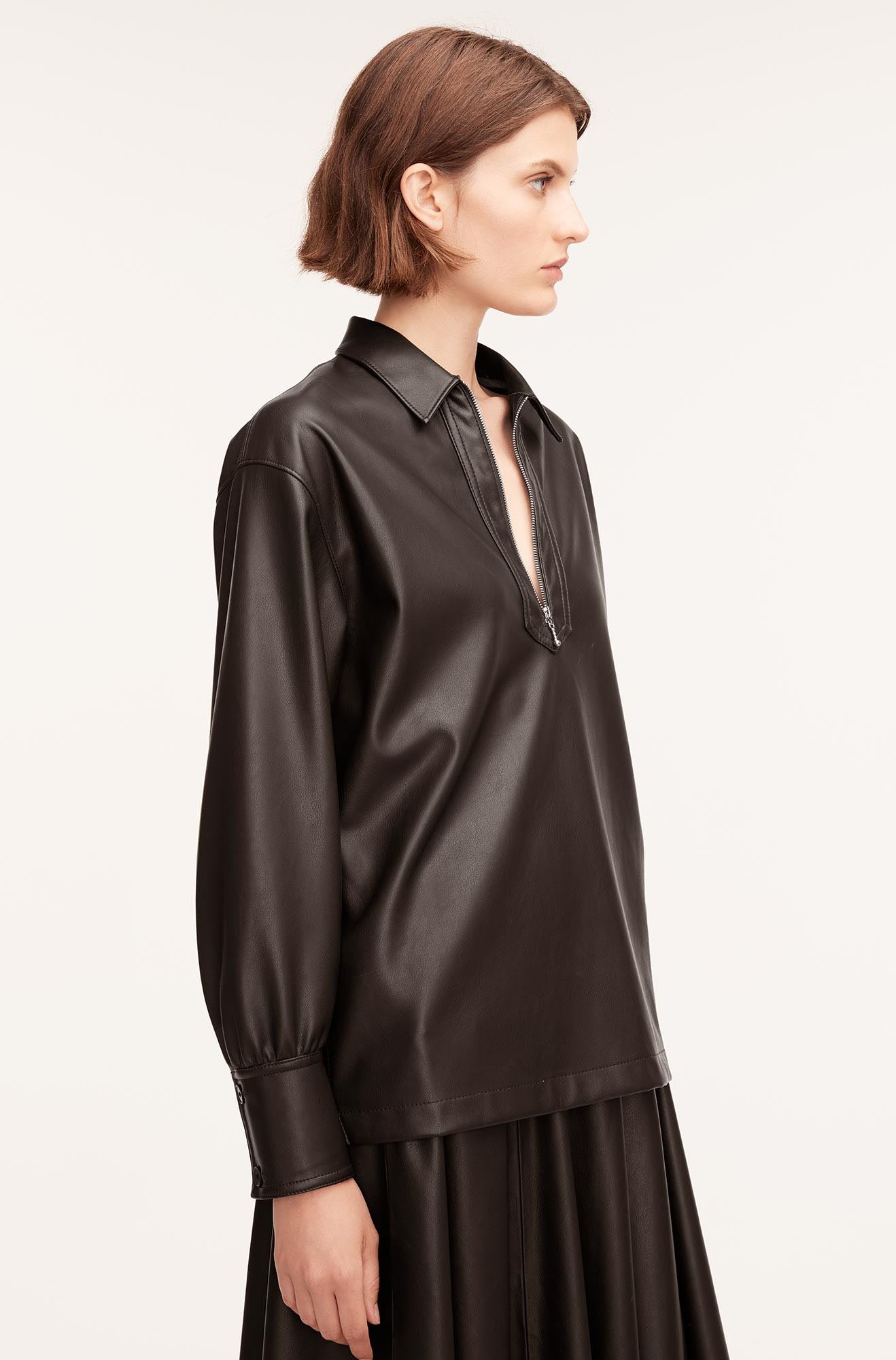  Vegan Leather Pullover in Black by Rebecca Taylor